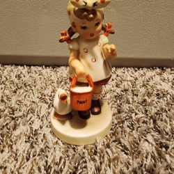 Vintage Girl with Duck Figurine