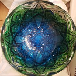 Solid Glass Vintage Green And Blue Bowl