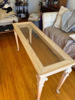 Wood and Glass Top   Console Table