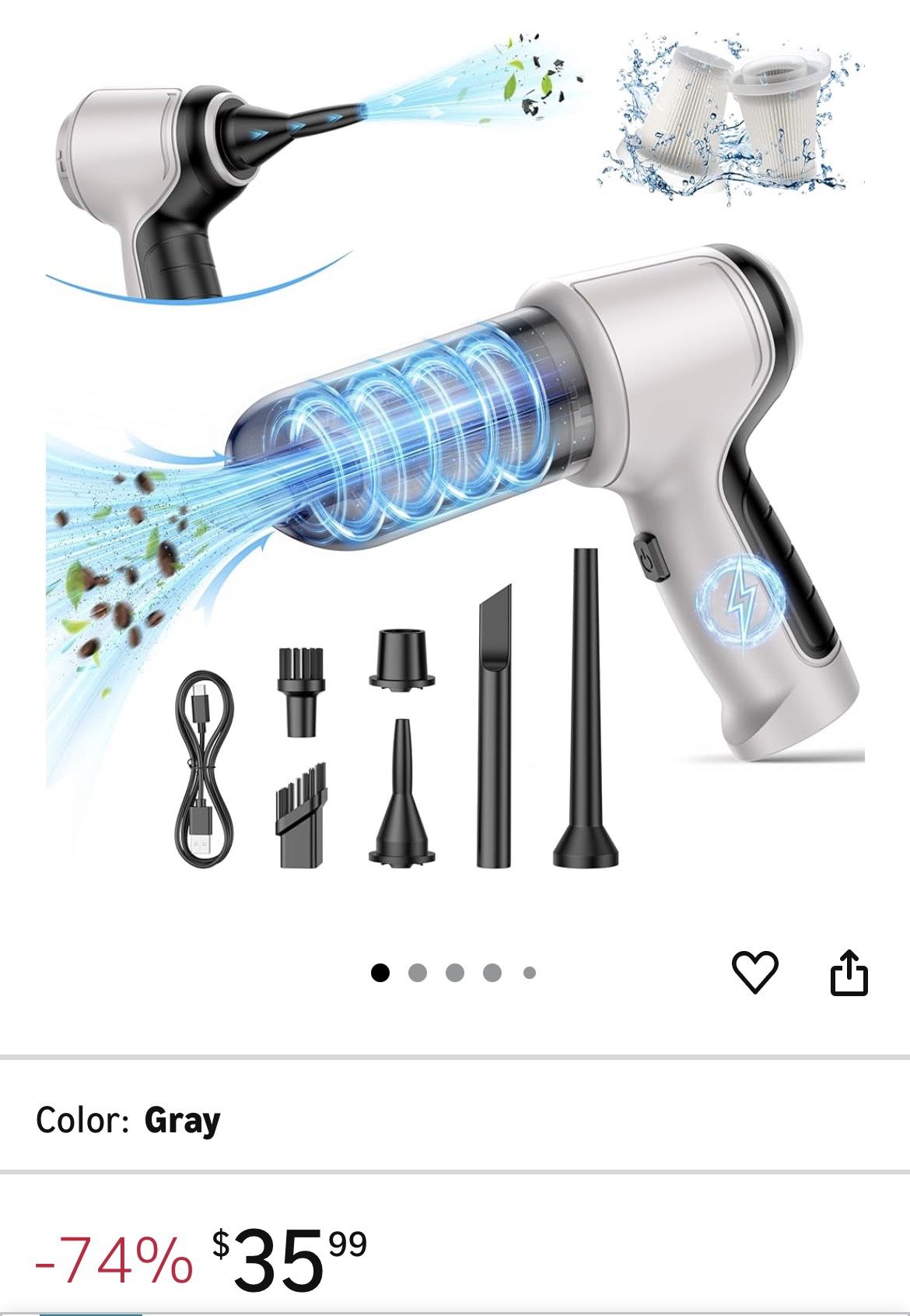 π In π¦ Car Vacuum Cleaner, 15000Pa Handheld Cordless Rechargeable Wet&Dry Vacuum,120W High Power for Car,Pet,Home,Office Cleaning,Washable HEPA Filt