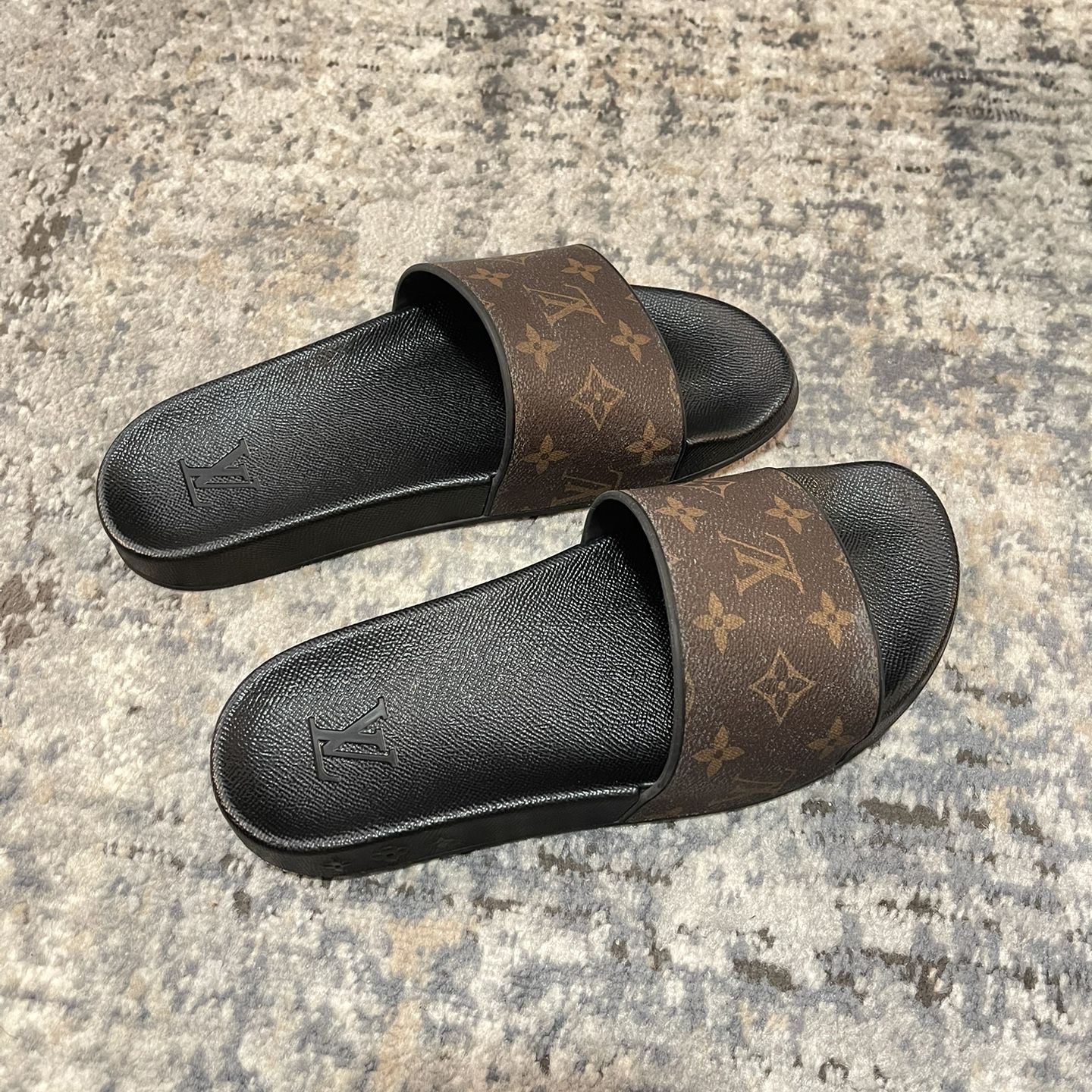Replica Louis Vuitton Waterfront Mules In Monogram Eclipse for Sale