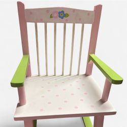 Pink and green polka dot wooden doll chair for 18" Dolls 