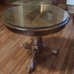 Wooden Side End Coffee Table With Glass Top