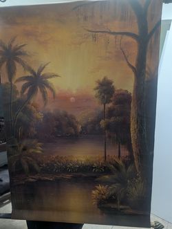 Vintage Landscape Wall Tapestry with Ornate Metal Hanger’s