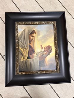 Framed Religious Jesus with Baby Print