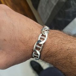 925 Sterling Silver Mariner Link Bracelet Manilla De Plata 925 Eslabon Marinero 