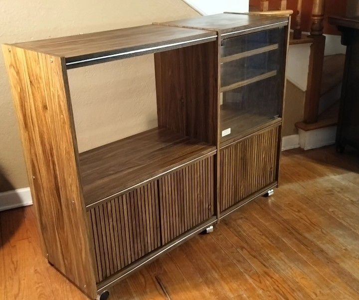Vintage Gusdorf Rolling Multipurpose Cabinet With Adjustable Shelfs. (TV Stand, Bar, Record Holder)