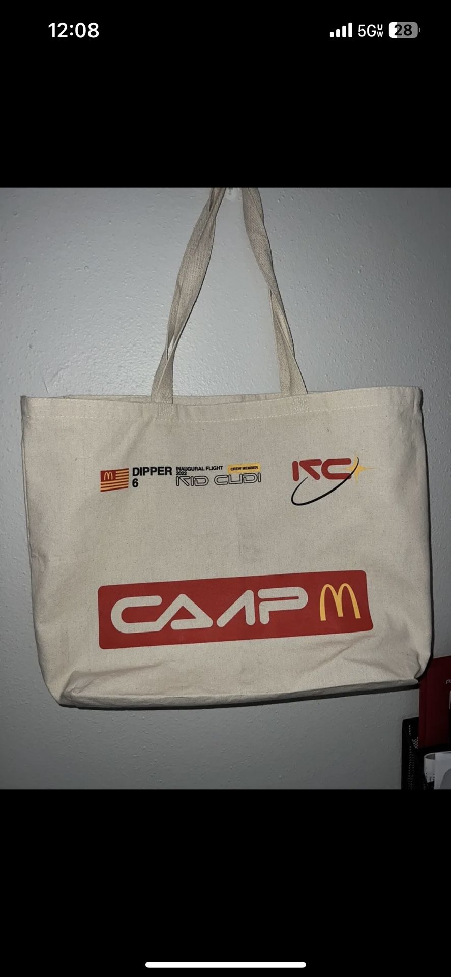 Kid Cudi x Camp Mcdonalds moon Rock tote bag RARE NEW! AUTHENTIC!