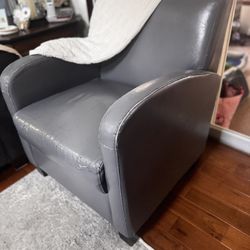 Side Arm Chair Faux Leather Grey