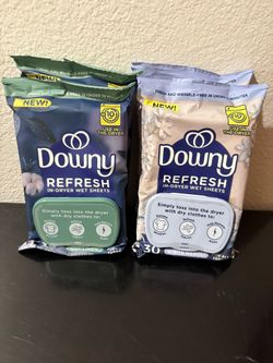 NEW UNOPENED Downy Refresh In-Dryer Wet Sheets - Pack of 30 Sheets (4 packs available) — $5 each