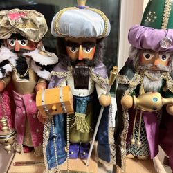 Complete and authentic Christian Steinbach “Three Kings” nutcracker set, handcrafted in West Germany. 
