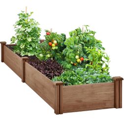 8x2ft Wooden Horticulture Raised Garden Bed Divisible Elevated Planting Planter Box for Flowers/Vegetables in Backyard/Patio Outdoor, Dark Brown, 95 x