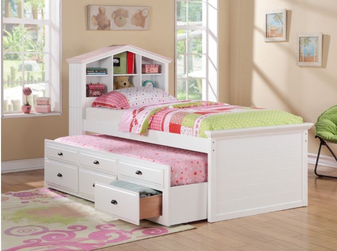 Twin Twin With Bookcase, Underneath Storage & Trundle