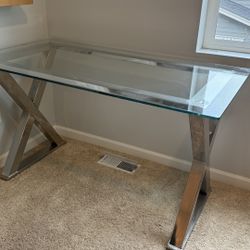 Pottery Barn Glass & Polished Nickel Desk