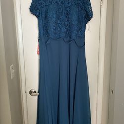 Formal Teal Blue Gown Women’s Dize 24. Brand New. Never Worn. Bought For Wedding Reception and Decided On A Different Style. Thumbnail