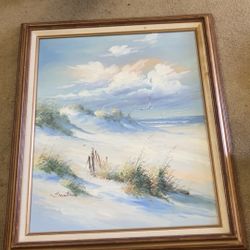 Original oil Painting Beach ocean scene signed by artist