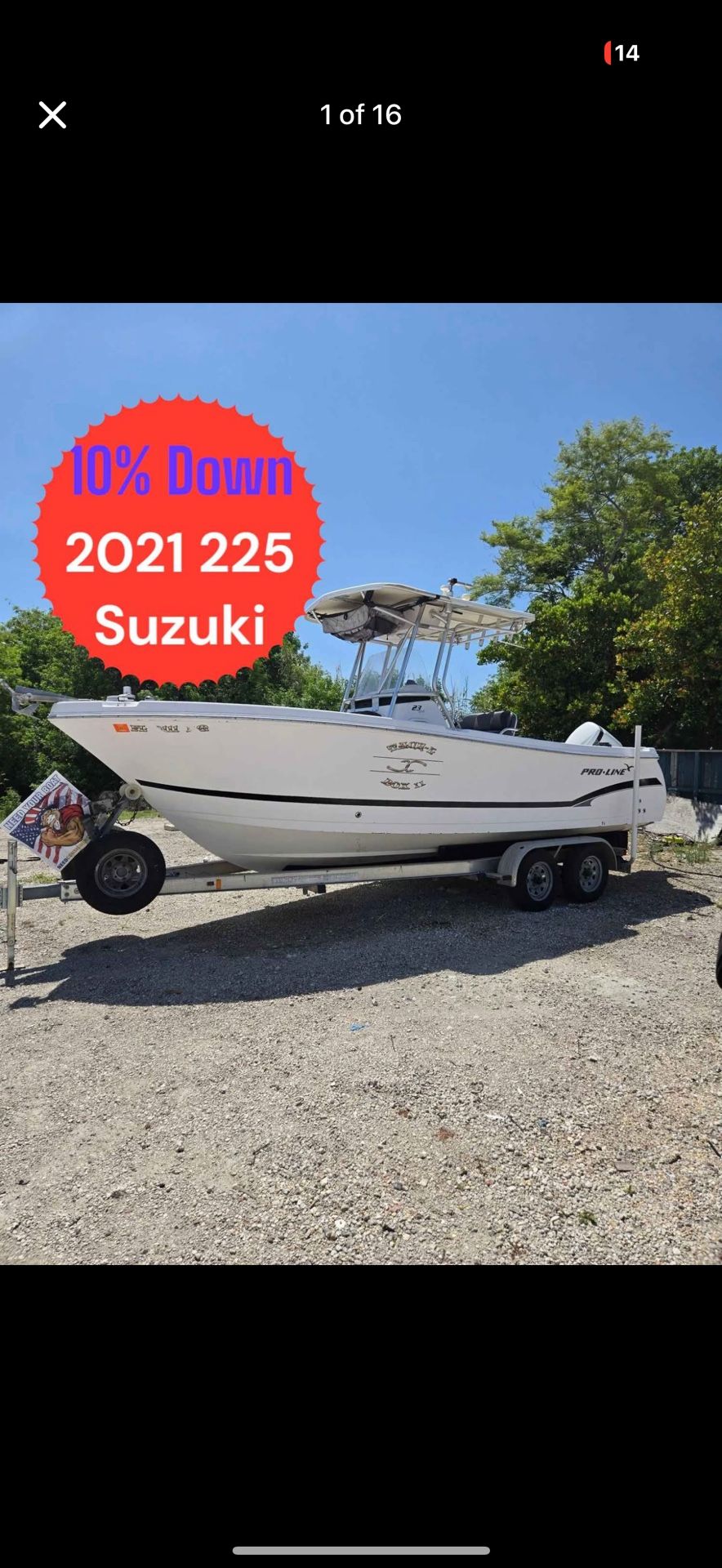 2007 ProLine center console 23 cc boat