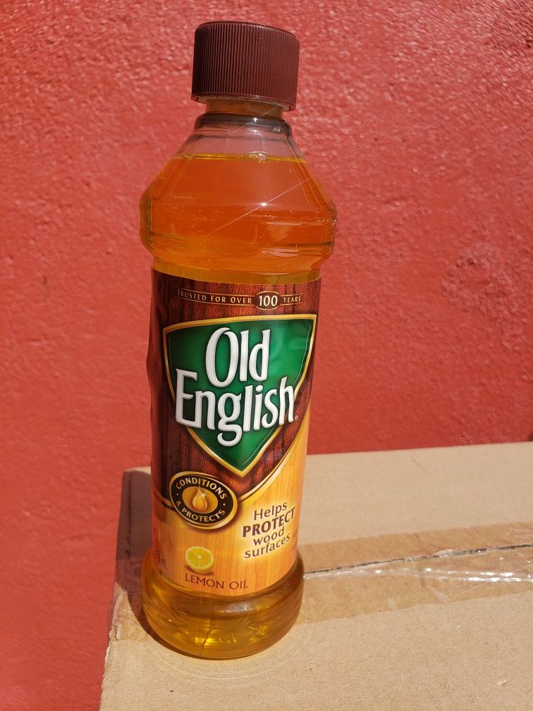 Old English lemon oil helps protect wood surfaces