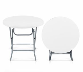 32 Inch Indoor/Outdoor Round Folding Table with Thick Tabletop for Picnic