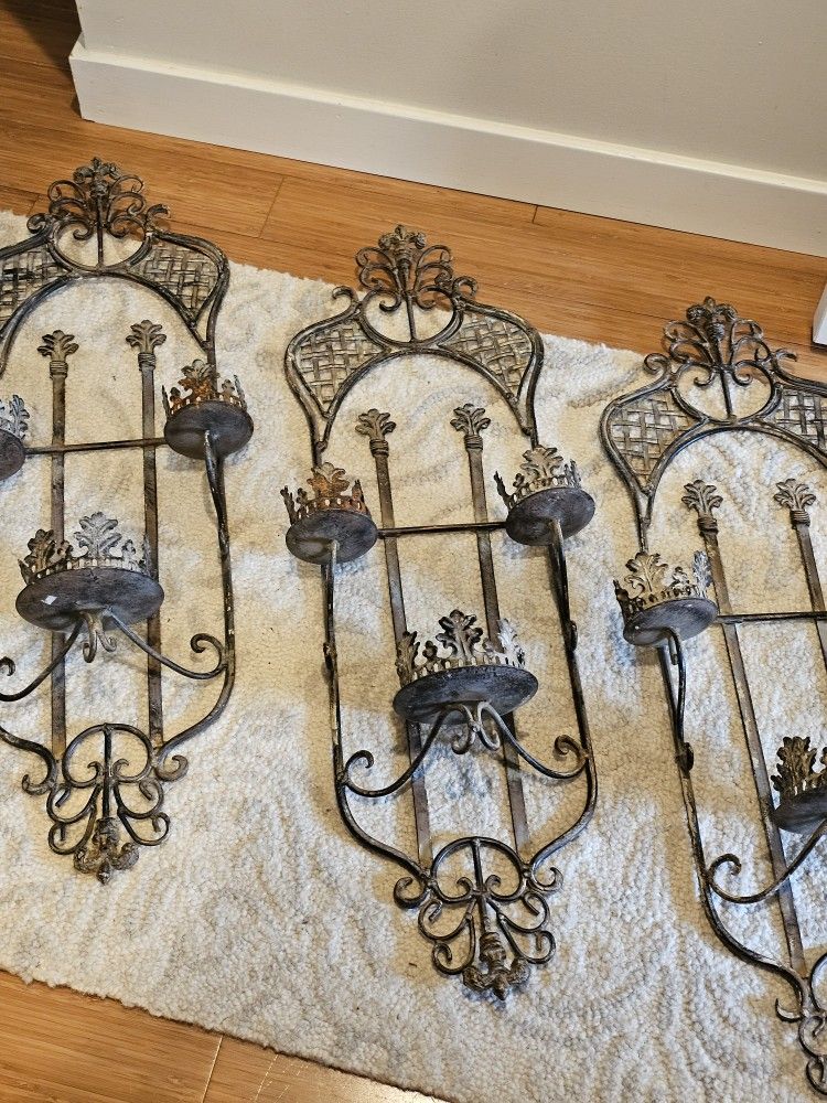 Metal Wall Candle Sconces (3)