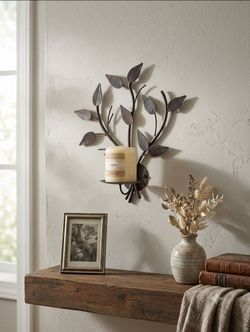 Metal Leaf Branch Wall Candle Sconce
