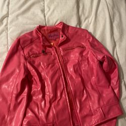 Pink Leatherette Jacket Large Jr. Size RESEDA ,CA.