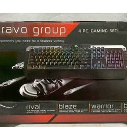 Tzumi Alpha Gaming Bravo Group 4 Pc Set Keyboard Headset Mouse Mat Free Shipping