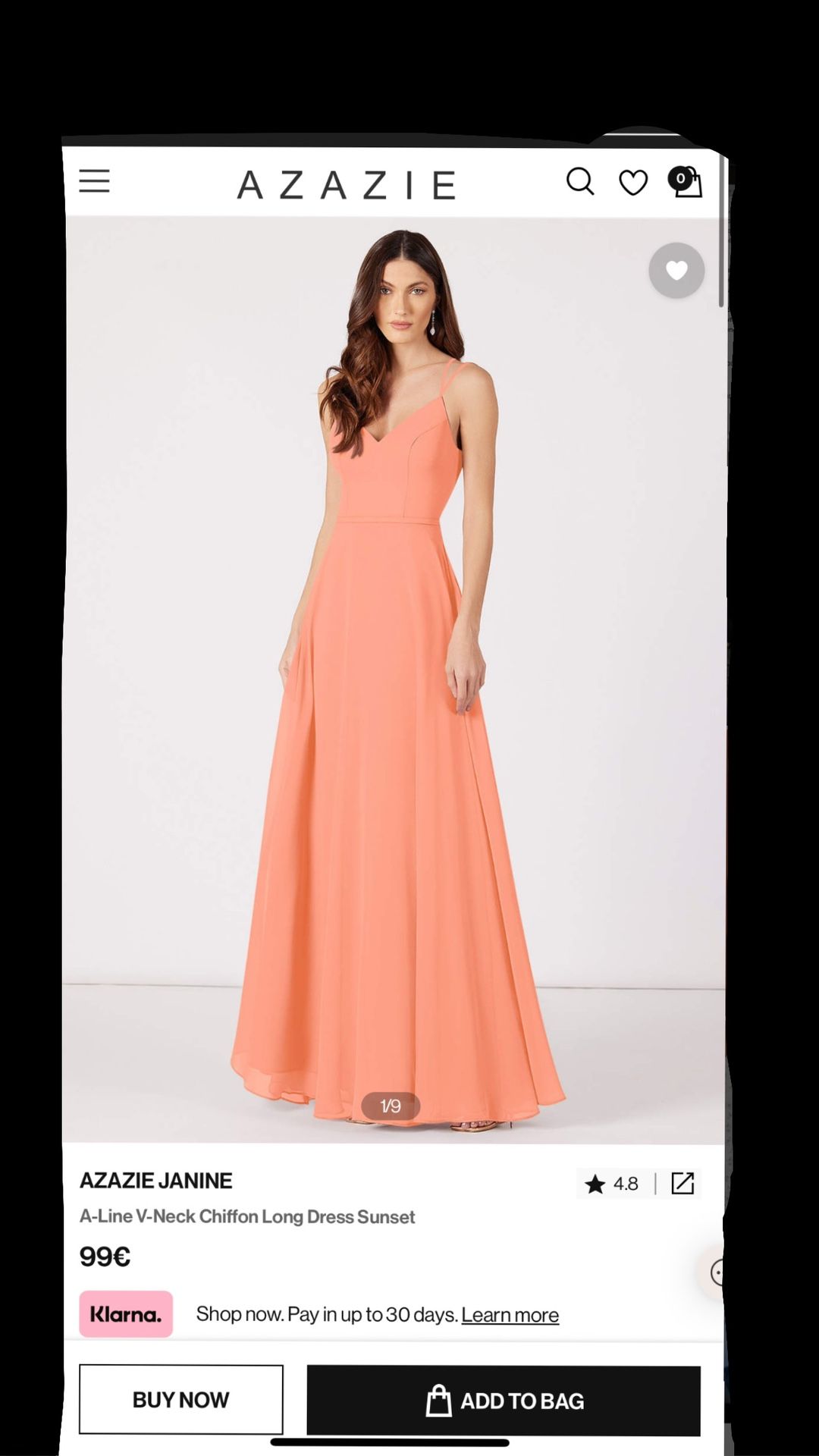 Azazie Long Bridesmaid Dress (peach)
