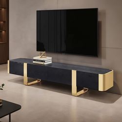 Tv Stand max tv size 80" Black and Gold finish. New Especial price