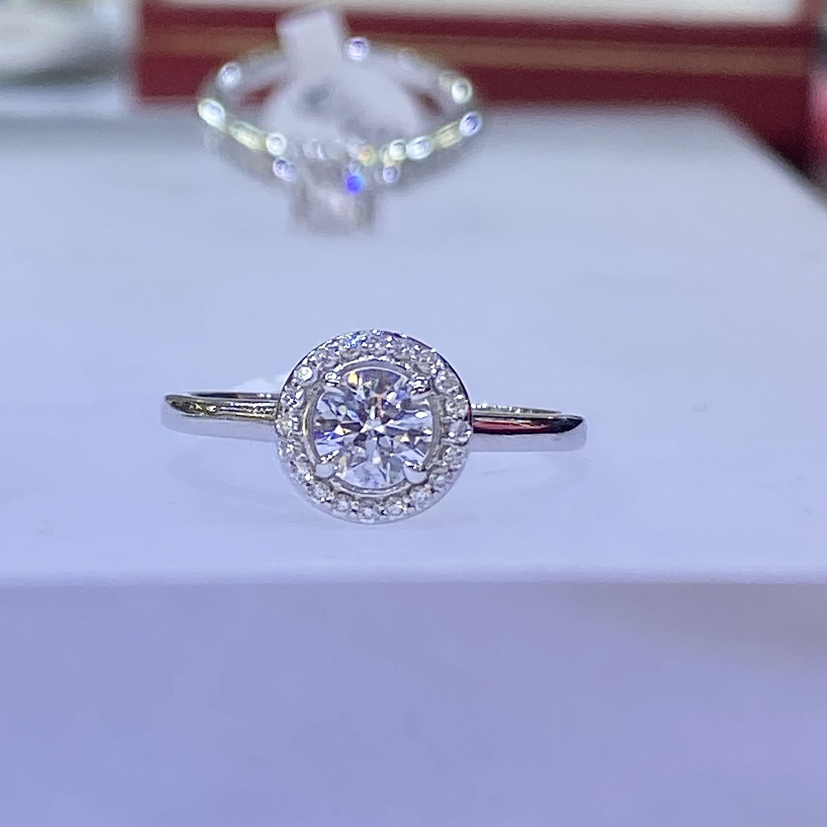 Bezel, halo Natural diamond wedding ring