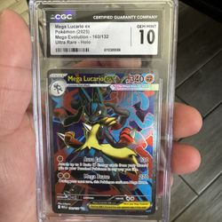 🥊 CGC GEM MINT 10 🥊 MEGA LUCARIO EX 160/132 | MEGA EVOLUTION | ULTRA RARE 