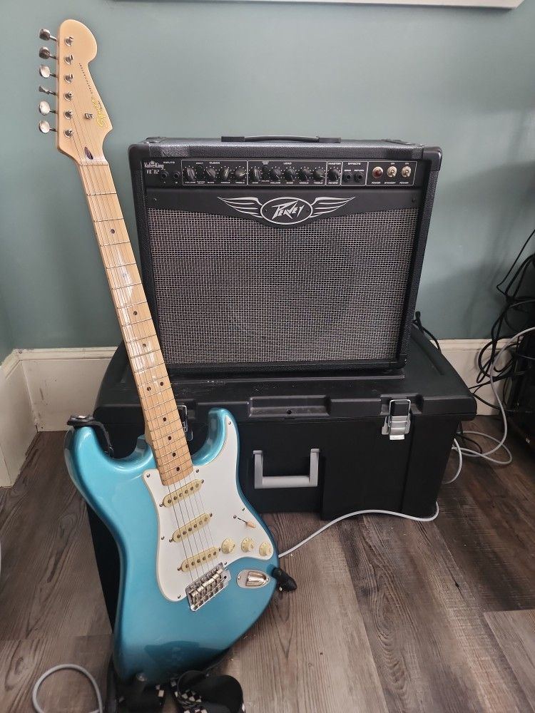 Squier Electric Guitar And Peavey Tube Amp