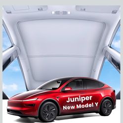 REEVAA 2025 Upgrade Tesla Model Y New (Juniper) Sunshade Roof [No Gaps, No-Sagging] Tesla Y Accessories Heat Insulation Foldable Glass Sunroof Cover f