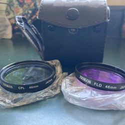 Zeikos 46mm Filter Lot – CPL & FLD Japan Optics (Good condition) w/ Leather Pouch 