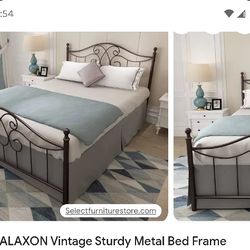 Sa 6375 Y A L A X O N Metal Bed Frame Headboard Footboard No Box Ring Queen Black