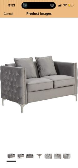 53" Gray Velvet Loveseat