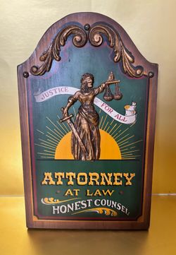 Vintage-Retro Attorney at Law -Honest Counsel Office Wood Plank Sign