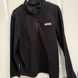 Vineyard vines black medium long sleeve fleece zip up