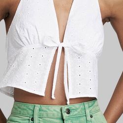 White Crop Top Haltwr