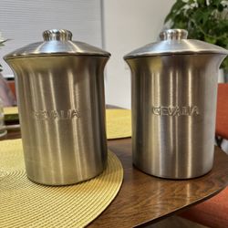 Set of Gevalia Stainless Steel Coffee Canisters 