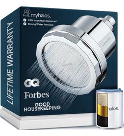 MyHalos® Filtered Shower Head, Shower Head Filter for Hard Water (Chrome) - K183