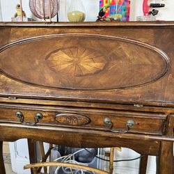 Walnut Writing Desk With Drawers And Hidden Compartments