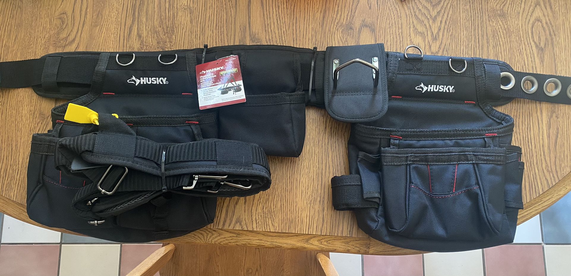 HUSKY 2 Bag 18- Pocket Black Framer’s Suspension Rig Tool Belt with Suspenders