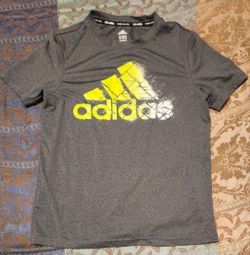 Adidas Climalite Athletic Gray / Neon Green T Shirt Boys M 10/12 Dry Fit