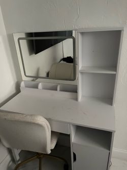 White Vanity + White Chair