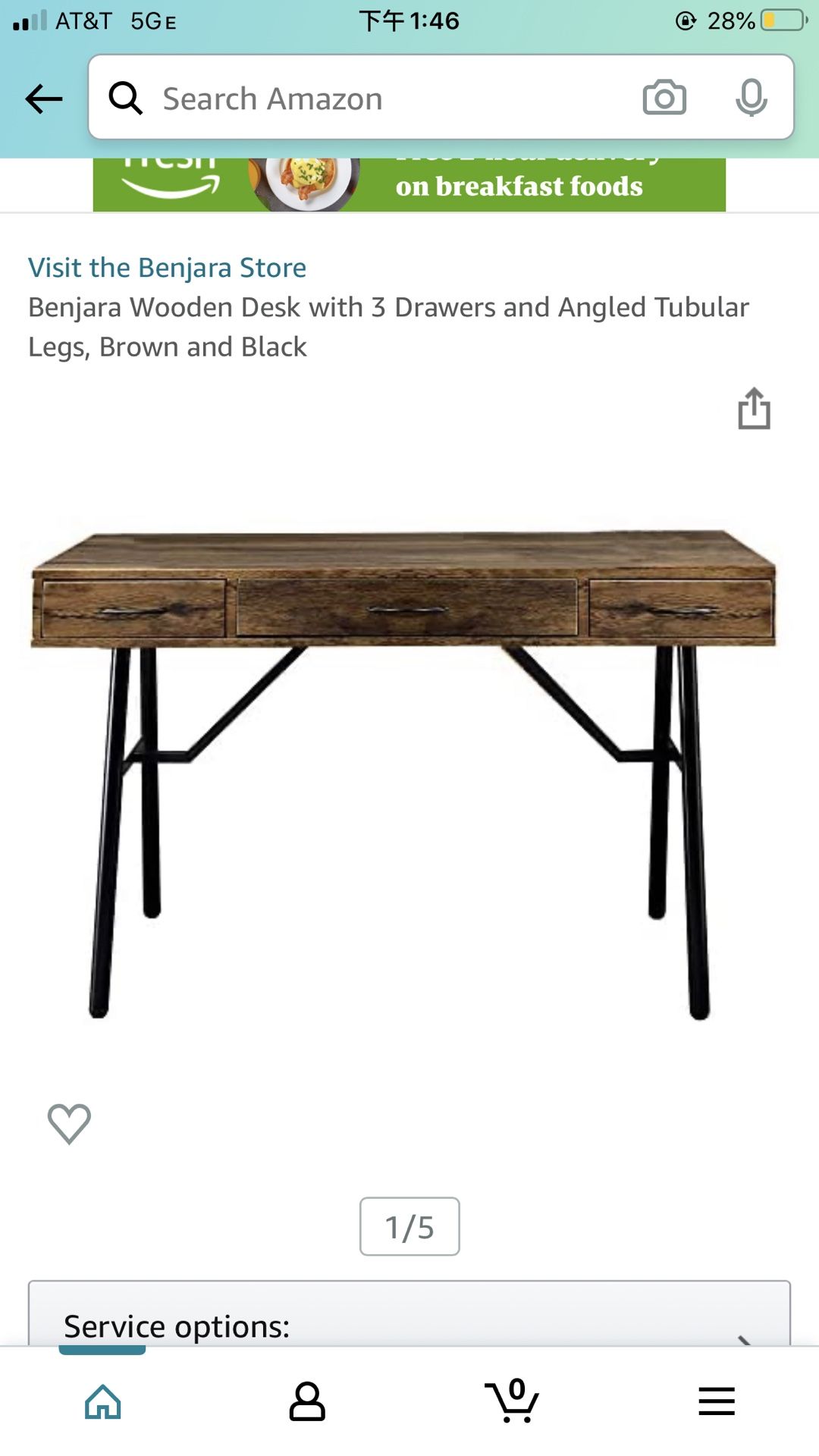 Wood Desk With 3 Drawers