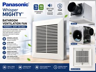 Panasonic WhisperMighty Bathroom Ventilation Fan – Powerful & Ultra Quiet