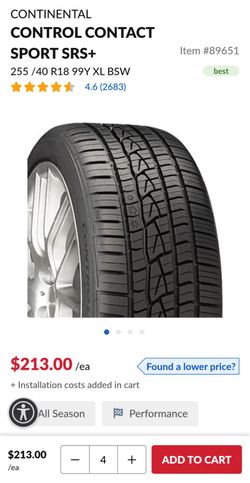 255/40R18 Continental ControlContact Sport SRS+  (2 TIRES ONLY)