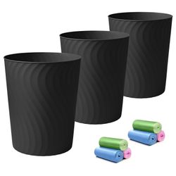 YGJT Small Trash Can, 3 Pack 1.8 Gallons Bathroom Trash Can, Slim Waste Basket, Round Garbage Can, Plastic Trash Bin for Kitchen, Dorm, Bedroom, Offic