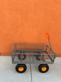 Etoolab Steel Garden Cart 1000 Lbs Capacity with 10" All Terrain Tires Heavy Duty Utility Wagon Cart on Wheels, Removable Mesh Sides, For Lawn, Yard,